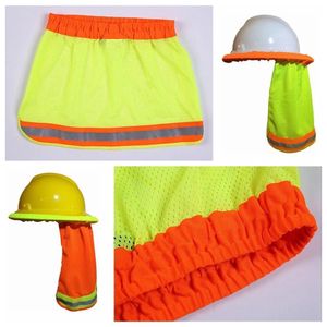 Yaz güneşi Güvenliği Sabit Şapka Boyun Kalkan Kaskları Yansıtıcı Şerit Yararlı örgü İnşaat İşçileri için Yansıtıcı Kapak Kapağı