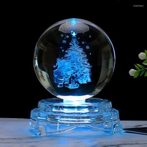 Nocne światła Crystal Ball Ornament Święta Święta Kreatywna Gife Dekoracja sypialni 3D Lampa LED Księżyc