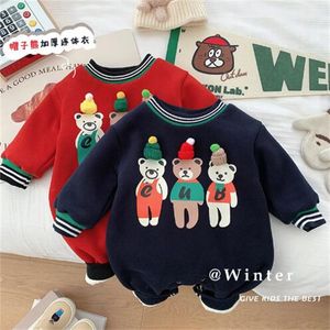 Pagliaccetti Baby Bear un pezzo Abbigliamento invernale Harried Stile natalizio con tuta da arrampicata con cappuccio felpata e spessa adatta per bambini da 0 a 1 anno GC1760
