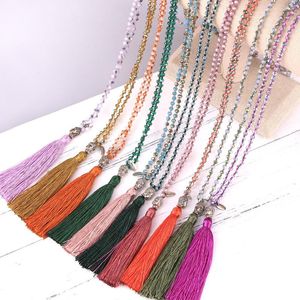 Pendant Necklaces KELITCH Fashion Women Jewelry Vintage Ethnic Buddha Necklace Crystal Beaded Tassel Handmade Chain Wholesale