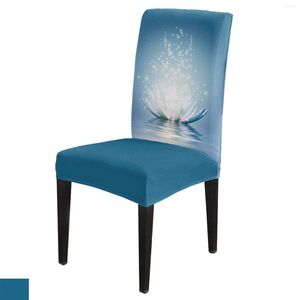 Chair Covers Flower Abstract Blue Lotus Dining Cover 4/6/8PCS Spandex Elastic Slipcover Case For Wedding Home Room