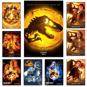 Malowanie płótna Jurassic World Zoon Dominion Plakat 2022 Nowe filmy drukowane plakaty dinozaury ścienne sztuka obrazek Pokój dla dzieci Dekoracja domu bezszramka