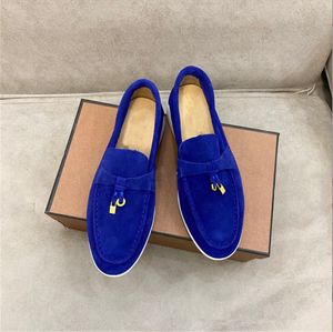 Loafer'lar Ayakkabı Yürüyüş Slip-On Leahter Stlye Sürücü Ayakkabı Tasarımcısı Loro Bayan Tembel İş Gündelik Düz Trend Süet Rahat Loro Moda Kadın Erkek Lp Büyük Boy 45