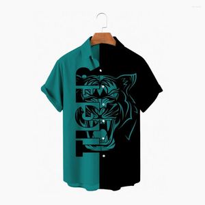 Men's Casual Shirts 2022 Summer Short Sleeve Shirt Animal Advanced Lion Pattern 3D Full Print Hawaiian Men's Beach