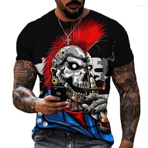 Erkek Tişörtleri Kyck Marka Yaz Kısa Kollu Korku Sigara Sigara 3D Baskı T-Shirt Serin Moda Sokak Giyseni Boyutu 6xl