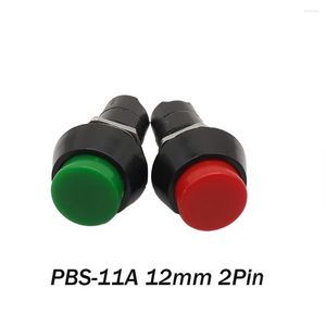 Switch 2Pcs PBS-11A 12mm Self-locking Self-Recovery Plastic Push Button 2Pin Round 3A 250V