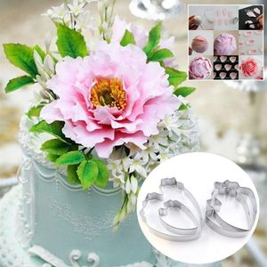 Bakeware Tools H55a 7 PCs Rose Petal Cutter e 4 herbáceo peony metal bola fondant bolo decorando pasta de goma artesanal