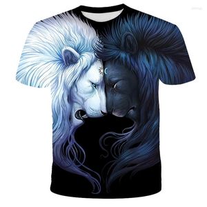 Heren T-shirts 2022 Harajuku Animal T-shirt Tiger 3D Gedrukte unisex korte mouw shirt casual t-shirt mannelijke streetwear tops
