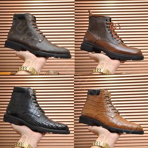 Designer Boots Cowskin Chelsea Boots Men Outdoor Thick Bottom Mid-length Boot low heel lace up round toes Mens shoes size 38-45 with box