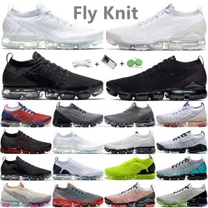 Flugstickad löparskor för män Sneaker 1 2 3.0 Trippel Svart Vit Rosa Oreo Glow Grön Partikel Grå Blå Fury Pure Platinum Zebra Herr Dam Sneakers Sports Sneakers 5.5-11