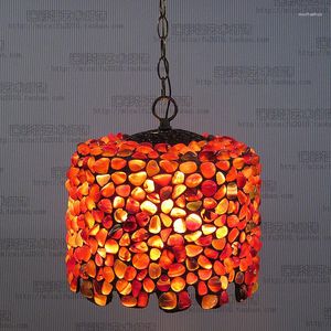 Pendant Lamps High-grade Antique Tiffany Lamp Natural Agate Jade Art Decorative Hanging Bedroom Study Room