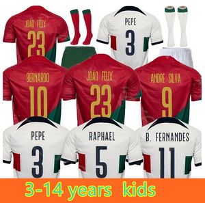 kids 2022 Portuguesa JOAO FELIX camisola de futebol PortugaL BRUNO FERNANDES Portugieser 2023 Português 22 23 Equipamento de futebol da seleção nacional