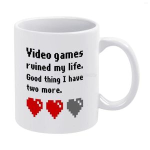 Muggar videospel f￶rst￶rde mitt liv vita mugg god kvalitet tryck 11 oz kaffekopp hj￤rta k￤rlek spela humor gamer r