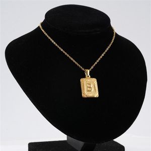Pendant Necklaces 10 Pieces Women Men A-Z Initial Necklace Gold Plated Letter Rectangle Colares Golden Jewelry Gift