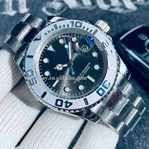 Wristwatches Luxury Mens Automatic Yacht 40mm 316l Stainless Bracelet Grey Black Dial Sapphire Luminous Watch