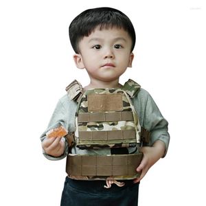 Jaktjackor Kids Camouflage Tactical Vests Milit￤ra uniformer Combat Armor Molle Suit With Belt