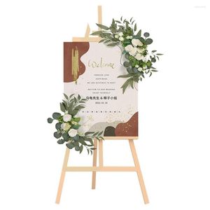 Decorative Flowers Wedding Welcome Sign Fake Artificial Floral Props Marriage Party Arch Decor Hanging Garland Window Display