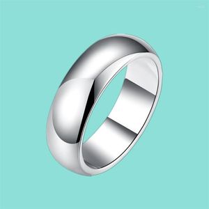 Pierścionki ślubne unisex srebrne gładkie koło dla kobiet mężczyzn klasyczny pierścionek zaręczynowy luksusowe modne akcesoria