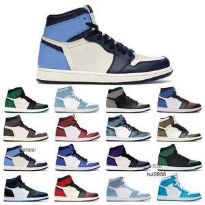 2023 Original Jumpman 1s basketball shoes 1 men's Turbo Green Hyper Royal UNC Dark Mocha tie Court Purple Bred Toe Cactus Jack Chicago Jordam JERDON