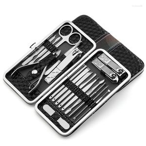 Kits de arte de unhas 4 cores 18 em 1 pcs kit clipper conjunto de cuidados pedicure tesoura pinça faca orelha picareta utilitário ferramentas de manicure