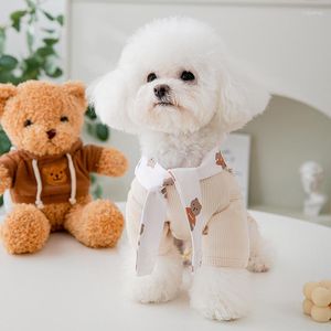 Odzież dla psów niedźwiedź cztery stóp ubrania dla zwierząt domowych Jumpsuits bawełniany ubrania psy małe chihuahua lato brązowy oddychający chłopiec
