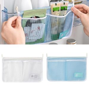 Storage Bags Refrigerator Mesh Bag Portable Seasoning Food Net Double Compartment Hanging Kitchen Accessories