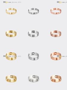 Love Ring Designer Rings Carti Ring Wedding Band Women/Men Luxury Jewelry Titanium Steel Gold-Plated Never Fade Not Allergic Gold/Silver/Rose 21621802