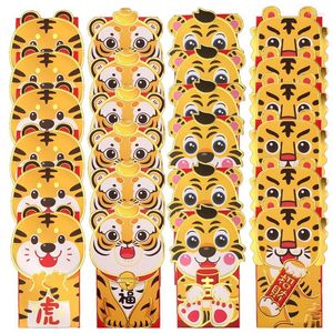 Embrulho de presente 24pcs hongbao papel envelopes vermelhos pacote sortudo bolsa de dinheiro fofa tigre spring festival suprimentos chinês ano