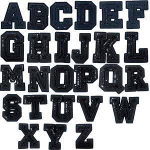 Notions Buchstaben-Aufnäher zum Aufnähen, marineblaue Alphabet-Pailletten, bestickt mit Perlenaufnäher, A-Z-Buchstabenabzeichen, zum Dekorieren von Reparaturapplikationen für Daunenjacken, Pullover