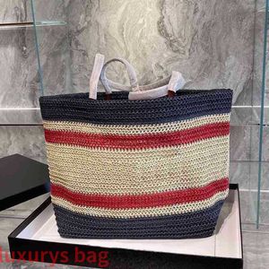 Designer Straw Tote Bags Women Summer Handbag Stripe Leather Luxury Vacation Crossbody-Bag Female Shopping Hucket 221031