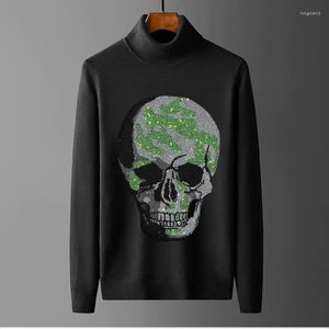 Maglioni da uomo Vestiti di lana Dolcevita Maglione da uomo Inverno Cashmere Bodybuilding Desigh Strass Marchio Pullover Stile hip-hop