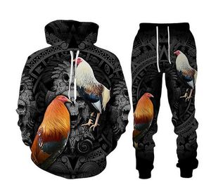 Cool Rooster Hunting Camo 3D Printed Bluies Bluza Męskie spodnie dresowe Zestaw Unisex Męski dressit Fash