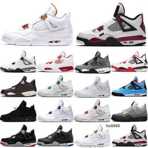 2023 Hotning Men's 4S Basketball Shoes 4 Herr Neon Black Cat Metallic Oreo Court Purple Pine Green University Red White Cement Pure Jordam Jerdon