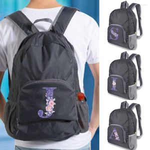 Zaino leggero portatile pieghevole ultraleggero arrampicata escursionismo per donna uomo borsa sportiva modello lettera fiore viola