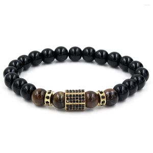 Strand Matte Onyx Stonetiger Eye Comminewarding с кубическими ручными украшениями из кубического циркона