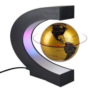 Andra kontorsskolor C Shape Magnetic Levitation Floating Globe World Map With LED Light Gifts School Teaching Equipment Home Office Desk Decation
