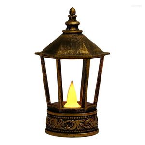 Candle Holders Battery Lantern Hexagonal LED Outdoor Lanterns Garden Decorative Lights With Round Base Hanging For