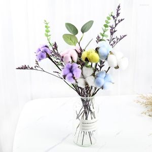Decorative Flowers Naturally Dried Cotton Stems Farmhouse Artificial Flower Filler Floral Decor Fake DIY Material Garland Home
