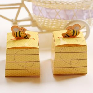 Gift Wrap 50pcs/lot Yellow Bee Honey Baby Shower Favors Candy Boxes Baptism Christening Birthday Party Favor Supplies