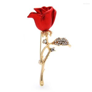 Brooches Wuli&baby Soft Enamel Rose Flower For Women Beauty Red Blue Party Office Brooch Pins Gifts