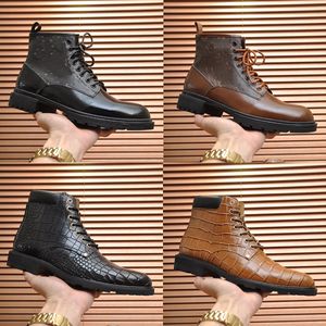 New Men Designer Boots cowskin Chelsea Boots Outdoor Thick Bottom Mid-length Boot low heel lace up round toes mens shoes 38-45