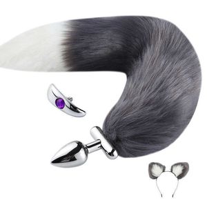 sex toy massager Sex massagers Cute ears Headbands with Fox Rabbit Tail Metal Butt Anal Plug Erotic Cosplay Accessories Adult Toys for Couples ILS