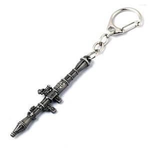Nyckelringar Vintage RPG Rocket Launcher Model Pendant Keychain For Men Boys Gun Black Color Metal Key Ring Finder Man Fashion Jewelry
