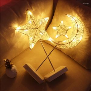 Luci notturne Star Moon LED Lamp INS Girl Dormitory Romantic Heart Decorating Bedroom Decor Atmosphere Light