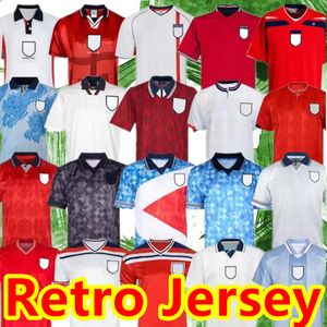 1982 1986 2002 2008 İngiltere Retro Futbol Forması 1990 1994 1992 1996 1998 Shearer Gascoigne Owen Gerrard Scholes Futbol Gömlek Üniformaları 888