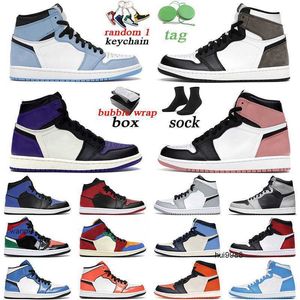 2023 с оригинальной коробкой Jumpman 1 Men Women Basketball Shoes 1s High University Blue Court Purple Hyper Royal Mid Outdoor Trainer Jordam Jerdon