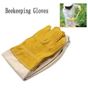 Other Garden Supplies 1 pair Beekeeping gloves Protective Sleeves breathable yellow mesh white sheepskin and cloth for Apiculture beekeeping 221028