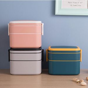 Dinnerware Sets Portable Layer Healthy Lunch Box Container Microwave Oven Bento Boxes With Cutlery Lunchbox