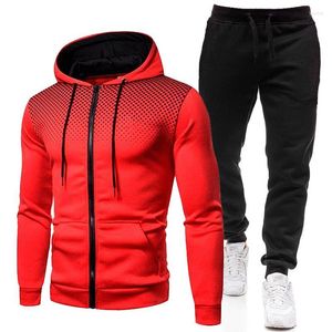 Koşu Setleri Erkek Plus Trailsuit Erkek Atletik Aşınma Gradyan Fermuar Hoodie Ter Pantolon Spor Salonu Jogger Marka Spor giyim Giyim