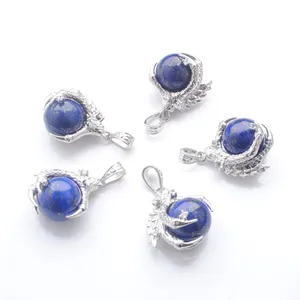 Doğal taş lapis lazuli koltuklar yuvarlak top boncuk ejderha pençesi kristal reiki chakra kadınlar sarkçı kolye hediyesi n3113